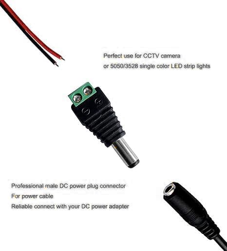 10 Pairs 12V 5A DC Power Plug Connectors (5.5mm x 2.1mm) – Includes 10 Male & 10 Female Jacks for LED Strips, CCTV Cameras, Security Systems & Mor...