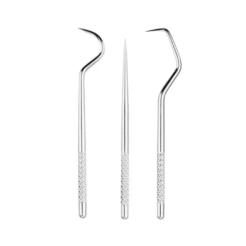 Dental Teeth Pick Stainless Steel Toothpick Set Reusable Tooth Stains Remover Dental Tool Teeth Cleaning Tools with Holder for Outdoor Picnic, Cam...