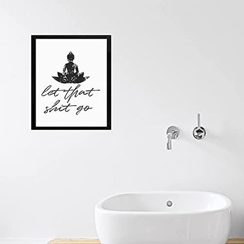 Let That Shit Go Bathroom Quote Art for Painting Wall Picture Office Decor Funny Yoga Room Sign Canvas Prints and Poster Wooden Framed Ready to Ha...