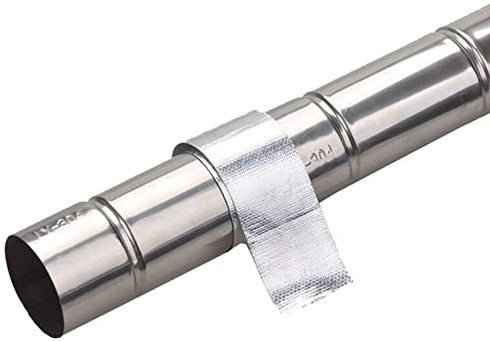 Glass Fiber Cloth Aluminum Foil Tape, Fireproof Self-Adhesive Tape High Temperature Leak Proof Tin Foil Duct Tape Seal Pipe Insulation Tear Resist...