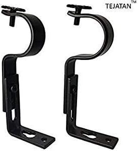 Adjustable Curtain Rod Brackets, Black, Set of 2...
