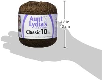 Coats Crochet 154-131 Aunt Lydia's Crochet, Cotton Classic Size 10, Fudge Brown...