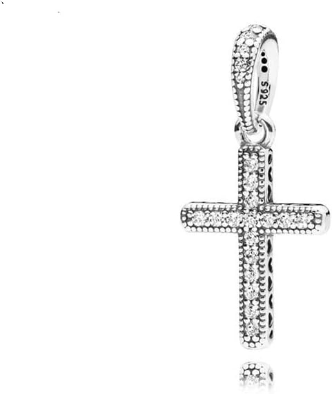 Sparkling Cross Pendant Charm 925 Sterling Silver Pendant,Jewelry Beads Gifts for Women Bracelet&Necklace A0134...
