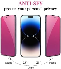 [2+2 Pack Compatible with iPhone 15 Pro Privacy Screen Protector with Camera Lens Protector, Full Coverage Mirror Anti-Spy Anti Blue Electroplated...