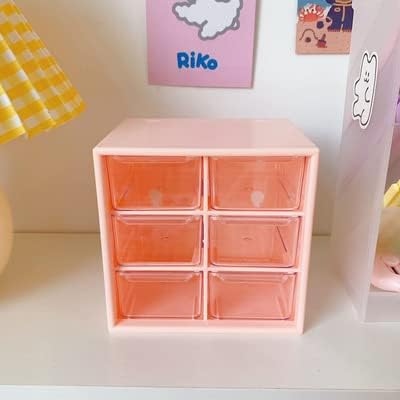 Mini Plastic Desktop Organizer with 6 Drawers,Small Parts Organizer,Desktop Drawer Cabinet for Makeup Office Craft Supplies,Sticker Organizer with...