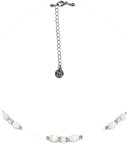 LASH NEXT DOOR Brooklyn's Choker Necklace for Women, White Beads, 13 Inches...