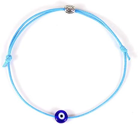 HUNO 6Pcs/Set Evil Eye Ankle Bracelet Lucky Amulet Blue Eye Waterproof String Anklets for Women Kabbalah Protection Jewelry-A...