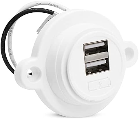 Facon 12V RV USB Charger Socket, Dual RV USB Outlet (5V / 2.4A), Super Slim Wall Mount 12V USB Outlet, for RV Trailer Camper Boat Marine Motorhome...