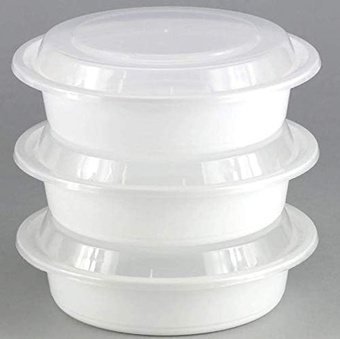 Premium Deep Round White Containers - 9" (Pack of 6) - Stackable & Leak-Proof Design | Perfect for Meal Prep, Storage & Reusable Home Organization...