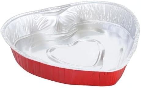 KitchenDance Disposable Aluminum Heart Shaped Cake Pan, 8 Inches, Without Lid - Perfect for Cakes, Chocolates, Baking, Storing, and Preparing Food...