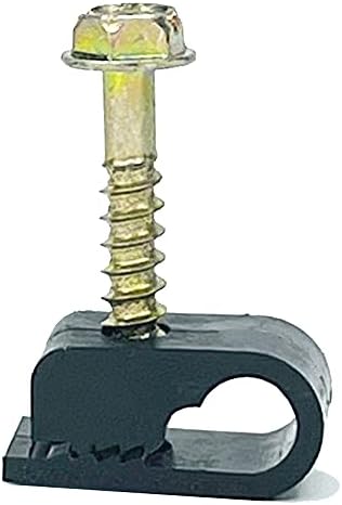 (TM) Flex Single Coaxial Cable Clips, Cat6, Electrical Wire Cable Clip, 1/4 in (6 mm) Screw Clip and Fastener, Black (100 Pieces per Bag)...