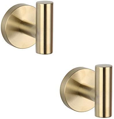 GERZWY Bathroom Brushed Gold Coat Hook SUS 304 Stainless Steel Single Towel/Robe Clothes Hook for Bath Kitchen Contemporary Hotel Style Wall Mount...