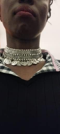 idealway Retro Boho Tribal Tassel Collar Bib Chain Chunky Pendant Statement Necklace Choker for Women...