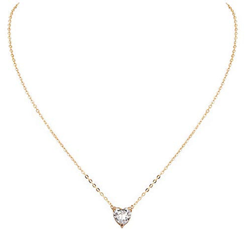 Women Simple Choker Heart Choker Pendant Necklace Trendy Necklace Bridal Necklace Jewelry for Women(GOLD)...