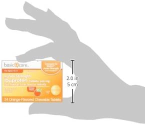 Amazon Basic Care Children's Ibuprofen Chewable Tablets, 100 mg, Pain Reliever and Fever Reducer, Orange Flavor, For Aches, Pains, Sore Throat, To...