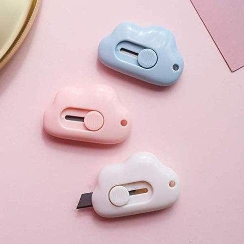 3 Pcs Cloud Shaped Mini Art Utility Knives Box Cutter Retractable Letter OpenerPortable, Suitable for Cutting Envelopes...