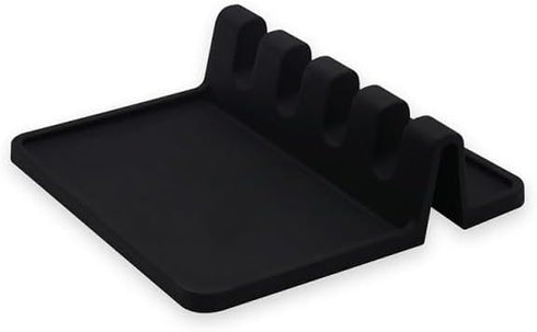 Silicone Kitchen Utensil Holder Drip Tray for Stove Top, Dirty Spoon Rest for Cooking Tools, BPA Free, Heat Resistant, Dishwasher Safe, Black, Lar...