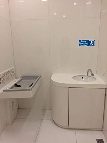 New Baby Changing Station Sign, 8 x 3 in with English and Symbol, Blue for Men, Women, Unisex...