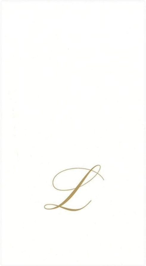 Caspari White Pearl Paper Linen Guest Towels, Monogram Initial Letter, Pack of 24...