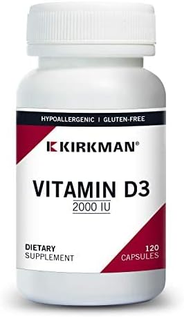 Kirkman - Vitamin D3 1000 IU - 120 Capsules - Supports Immune Health - Helps Build Strong Bones - Hypoallergenic...
