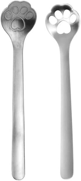 Stainless Steel Cat Paw Stirring Spoon Small Hollow Out Coffee Spoons for Dessert Coffee Teaspoon Appetizer Tableware Spoon Kitchen Restaurant...