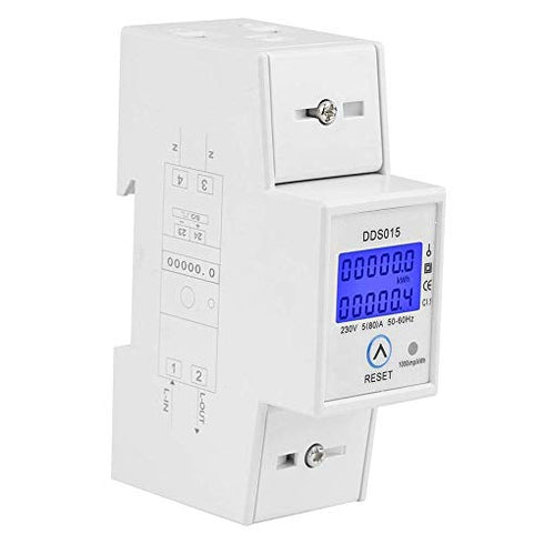 Single Phase Energy Meter 5-80A 230V 50Hz Electric KWh Meter LCD Energy Meter Watt Meter, DDS015 Single Phase Din Rail KWH Energy Meter...