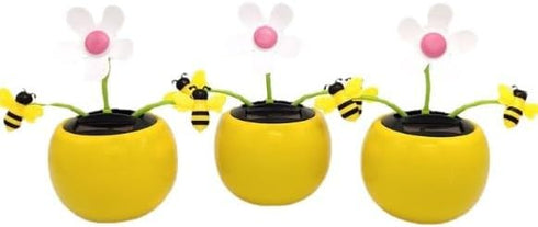 1Pc Yellow Solar Dancing Flower Sunflower Decors, Car Swinging Dancing Decor,Solar Dancing Ornament,Car Windowsill Decor,Honey Bee Swing Decors,So...