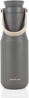 LocknLock Metro Bottle Double-Wall Insulated Stainless Steel with Silicone Handle, 16 oz, Gray...