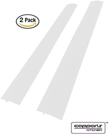 Capparis Kitchen Silicone Stove Counter Gap Cover, Easy Clean Heat Resistant Wide & Long Gap Filler, Seals Spills Between Counter, Stovetop, Oven, Washer & Dryer, Set of 2 (25 Inches, White)