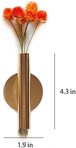 Wall-Mounted Flower Tube for Flower Display, Wall Metal Vase Decoration Holder(Adhesive Material Included) (Gold)...