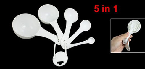 uxcell White 5 in 1 1ml 5ml 15ml 50ml 100ml Tea Soup Coffee Measuring Spoon Set...