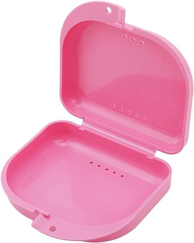 1Pc Pink Mouth Guard Case Orthodontic Retainer Box Denture Storage Container, Pink Attractive Design Easy to Clean and Store Convenient to Carry,O...