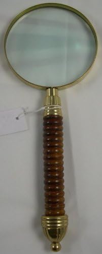 Solid Brass Magnifying Glass w/Wood Handle & Felt Bag...