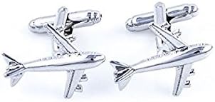 Airplane Plane Commercial Jetliner Jet Aircraft Pilot Pair Cufflinks in a Presentation Gift Box & Polishing Cloth...