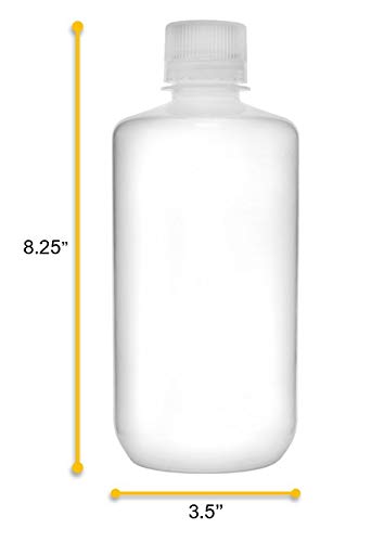 EISCO Reagent Bottle, 1000ml - Narrow Mouth with Screw Cap - Polypropylene - Translucent...