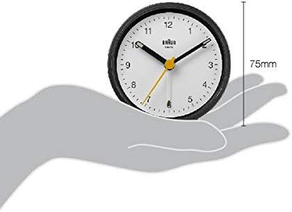 Braun Classic Analogue Alarm Clock with Snooze and Light, Quiet Quartz Movement, Crescendo Beep Alarm in Black and White, Model BC12BW....