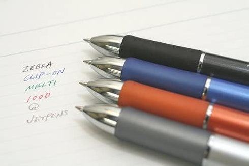 Zebra Clip-On 1000, 4 Color 0.7 mm Ballpoint Multi Pen 0.5 mm Pencil, Silver Body (B4SA2-S)...