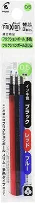 Pilot Frixion Ball 4 Click Retractable 4 Color Gel Ink Erasable Multi Pen 0.5mm / Gold Body & Each 4 Color Refills (Black, Blue, Red, Green) Value...