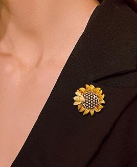 Sunflower Brooch Pins Set Rhinestone Crystal Flower Bee Lapel Pin Shining Elegant Vintage Gold Yellow Pin Ladies Brooch...