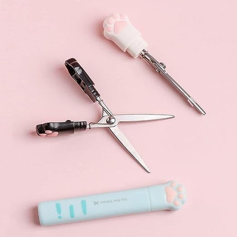 Cat Paw Scissors, Folding Pocket Scissors Small Folding Safety Scissors Multifunctional Craft Scissors, Kawaii Hand Cutters Mini Art Scissors Scho...