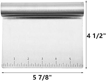 2 Pcs Stainless Steel Food Scraper and Chopper Large Griddle Spatula Kitchen Tool Gadget by ?Bench Scraper, Potato Vegetable Cake Cutting Tool wit...