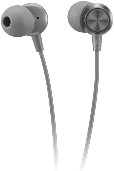 Lenovo - 110 Analog in-Ear Headphones - in-Line Microphone - 3.5mm Connectivity - Play & Pause Button - 3 Sizes of Ear Tips Included,Grey...