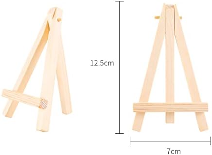 10 Pack Mini Wood Display Easel, Tabletop Display Stand Artist Easel, Natural Wooden Tripod for Displaying Picthres, Photos, Cards (4.9")...