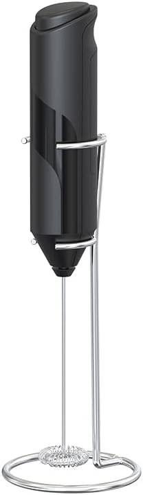 Powerful Milk Frother Handheld Foam Maker (with Stainless Steel Stand) for coffee, Latte - Whisk Drink Mixer for Cappuccino, Mini Foamer for Cappu...