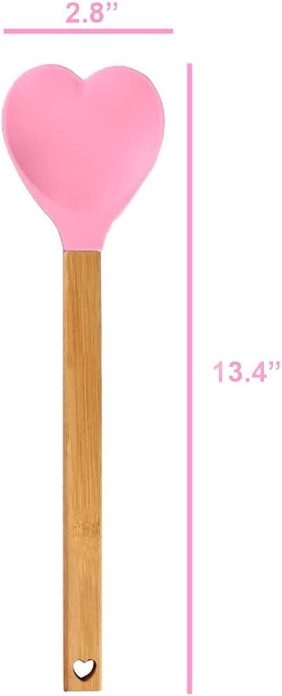 Generic Heart shaped silicone spatula – baking,stirring,pastry,kitchen utensil spoon – bamboo handle - meaningful kitchen gift idea – housewarming...