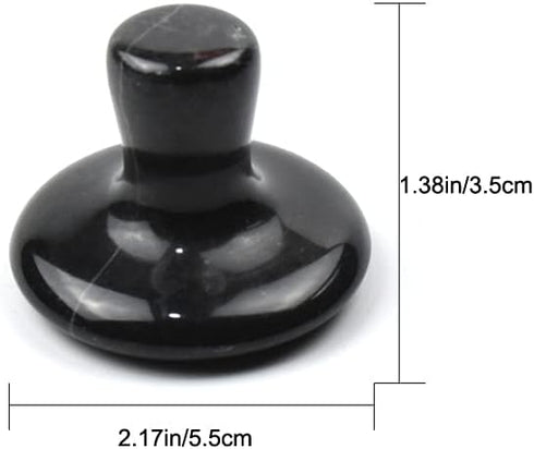 2 Pcs Mushroom Shaped Massage Stones Natural Bian Stone Hot Rock for Spa Massage (2-L, Black)...