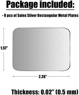 SALEX Replacement Metal Plates Set for Magnetic Car Mount, Wall, Phone Holder. 8 Large Silver Iron Discs Without Holes for Magnets. 3M Adhesive Th...