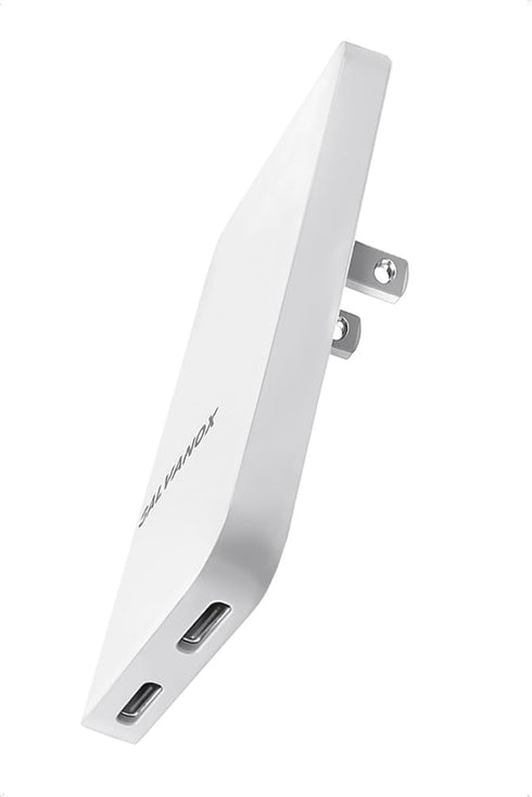 Galvanox Dual USB-C Flat Wall Charger - Fast Charging Ultra Slim Outlet Plug, Multi Port Type C for iPhone 13, 14, iPhone 15 Pro Max and Samsung G...