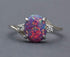 Exquisite Women's 925 Plate Silver Ring Oval Cut Created-Fireopal Diamond Jewelry Birthday Proposal Gift Bridal Engagement Party Band Rings Size 5...