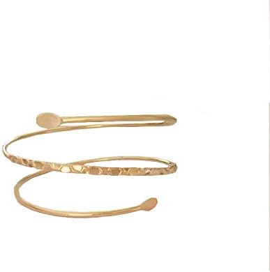 HUNO Minimalist Metal Punk Spiral Coil Upper Arm Cuff Open Arm Bracelet Armlet Adjustable Hammered Wrap Armband Bangle for Women...